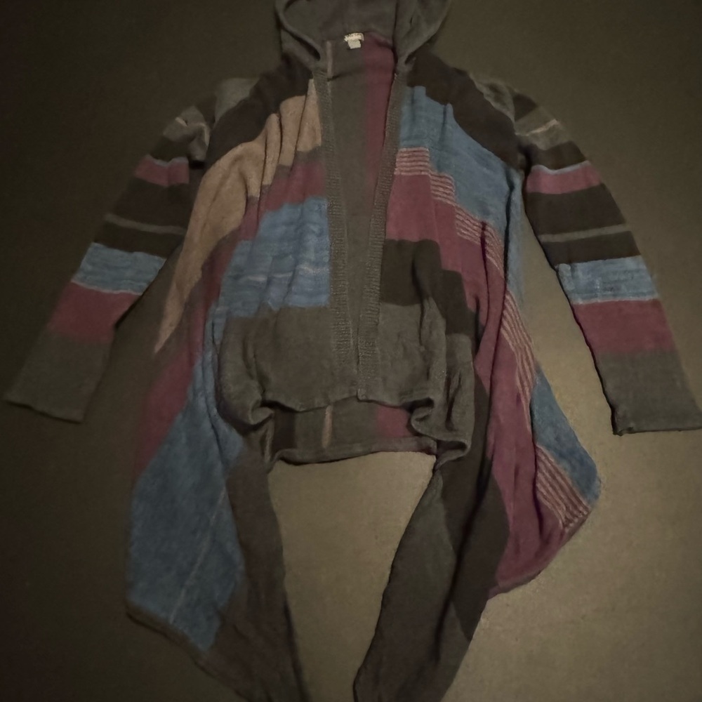 Colorful Striped Hooded Cardigan